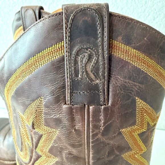 Rod Patrick Mens Cowboy Boots 12.5EE Perro Loco Brown Leather Western Square Toe - Picture 10 of 12